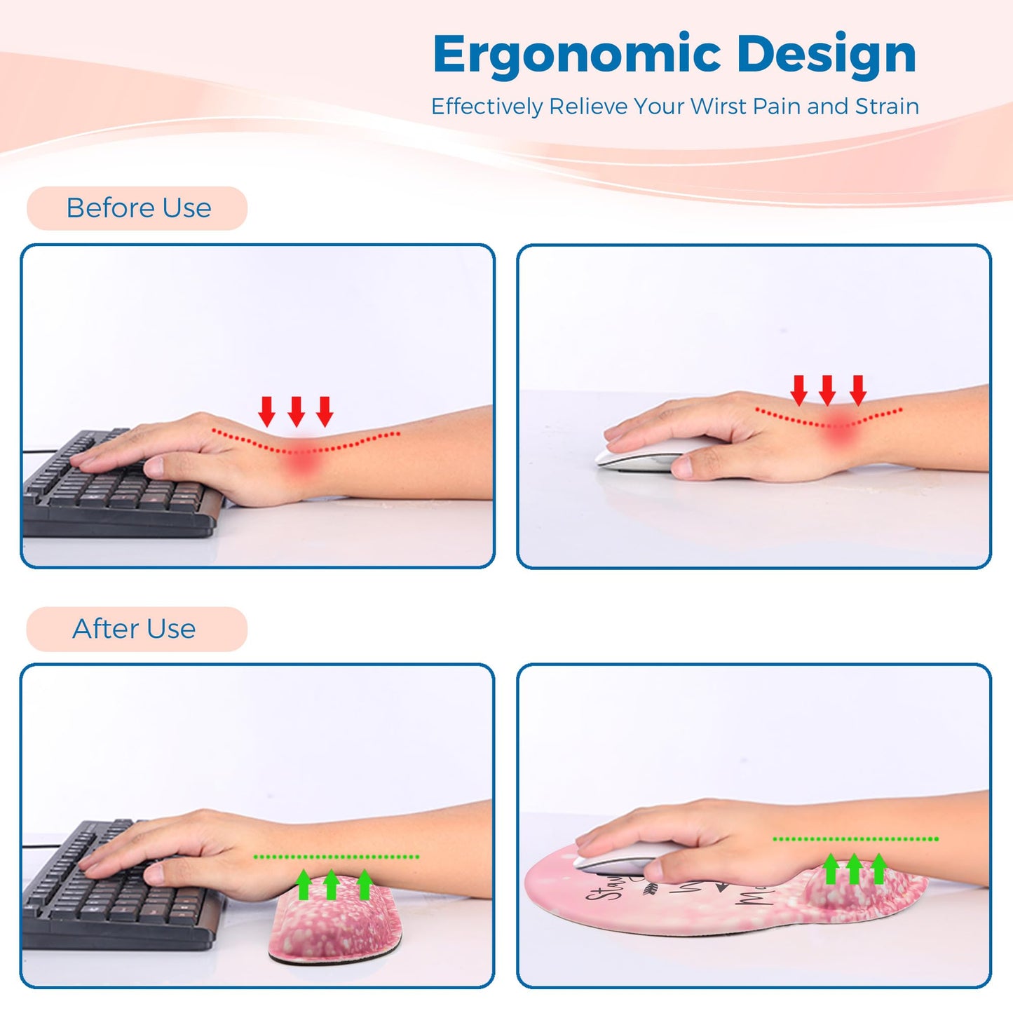 Wiabsi Mouse Pad and Keyboard Wrist Rest Support,Ergonomic Mouse Pad Set