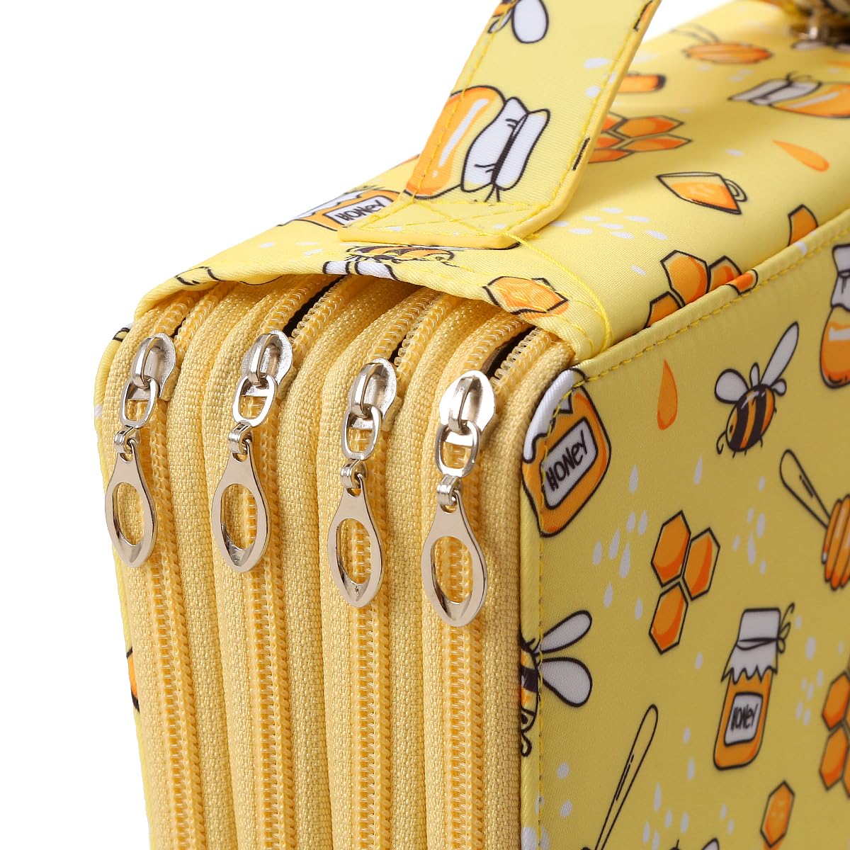 Lbxgap 200 Slots Pencil Case 4-Layer Zipped Holder w/Handle