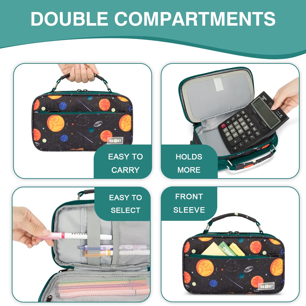 VASCHY Pencil Case for Boys, Aesthetic Kawaii Large Pencil Pouch Stationary Pencil Bag/Box for
