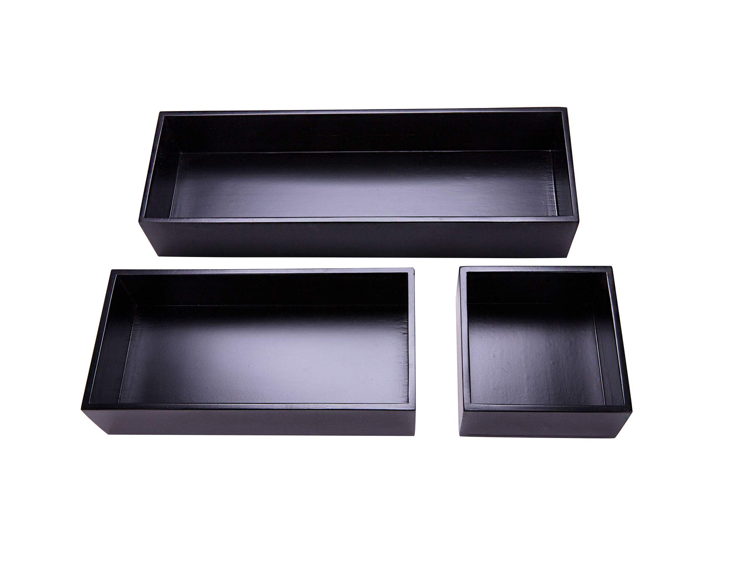 Sansnow Bamboo Drawer Organizer Box for Office Home Black Orgnizer Boxes Office Organizer Boxes