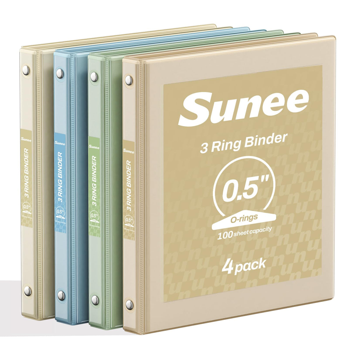 SUNEE 3 Ring Binder 1/2 Inch 4 Pack, Clear Half Inch View Binder Three Ring 0.5" PVC-Free (Fit