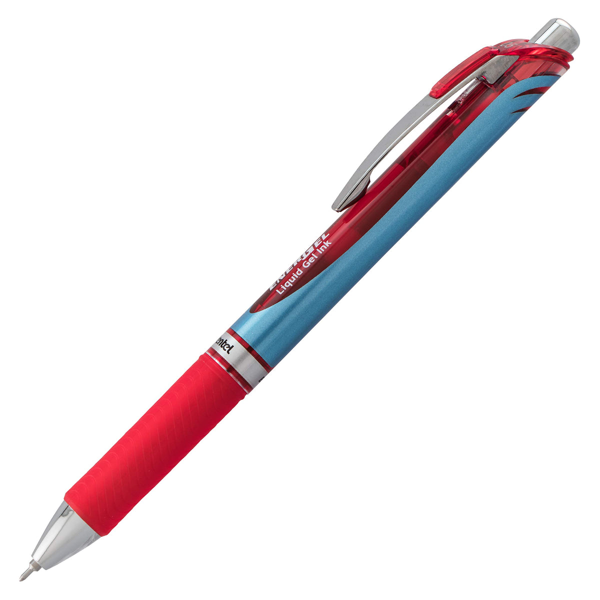 Pentel EnerGel Deluxe RTX Retractable Liquid Gel Pen, Fine Line, Needle Tip, Red Ink, Box of 12