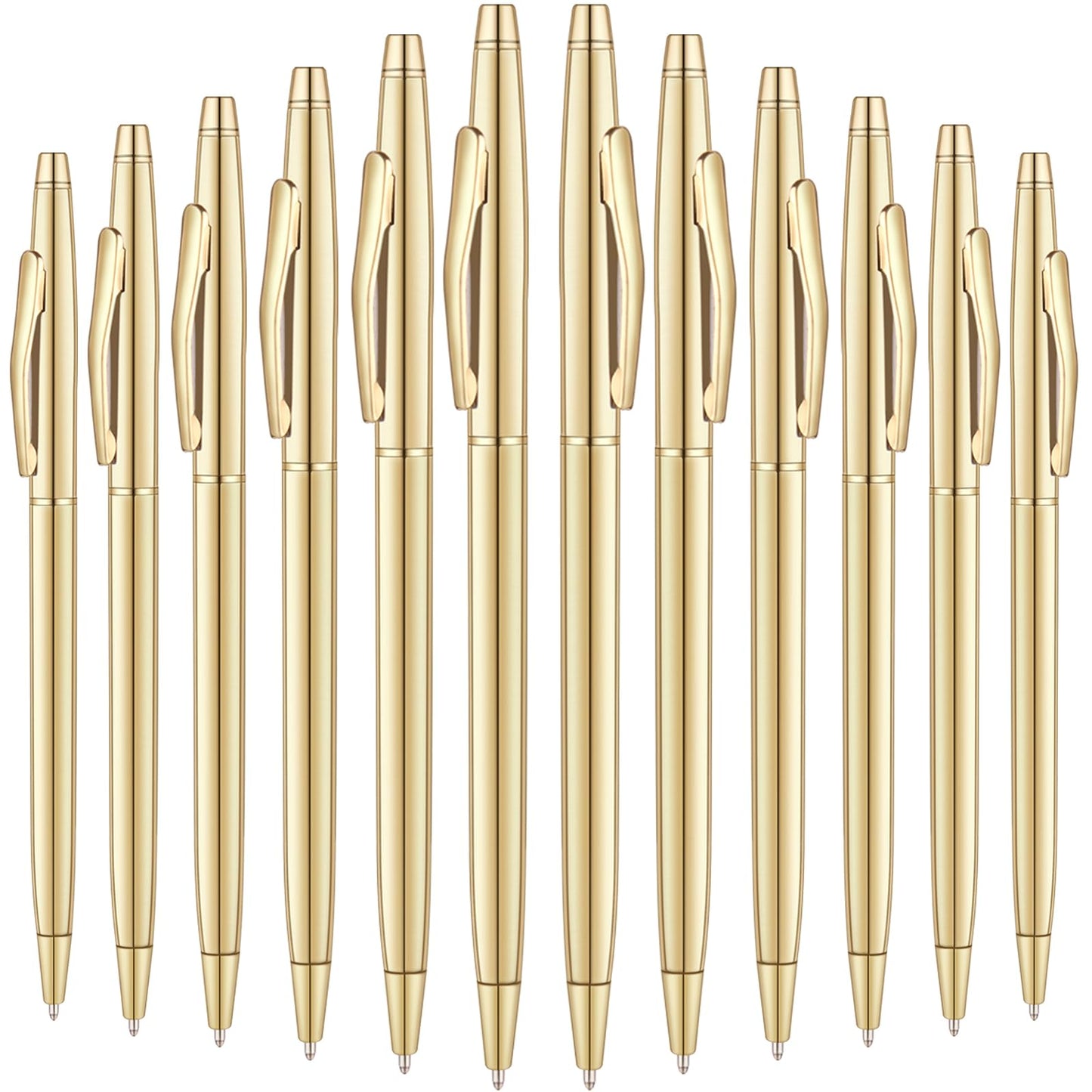 Unibene 18 Pack Slim Gold Ballpoint Pens Black Ink 1 mm - Black ink, Nice Gift for Business Office