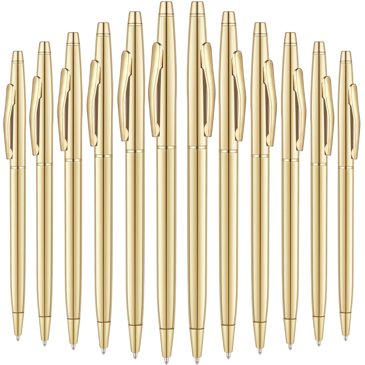Unibene 18 Pack Slim Gold Ballpoint Pens Black Ink 1 mm - Black ink, Nice Gift for Business Office