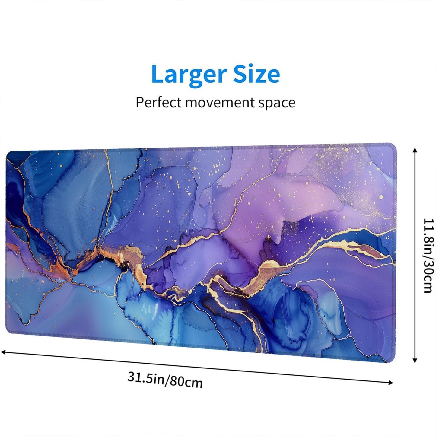 Purple Marble Gaming Mouse Pad Blue Gold Marbling Mousepad XL Large Gaming Mouse Pad Laptop