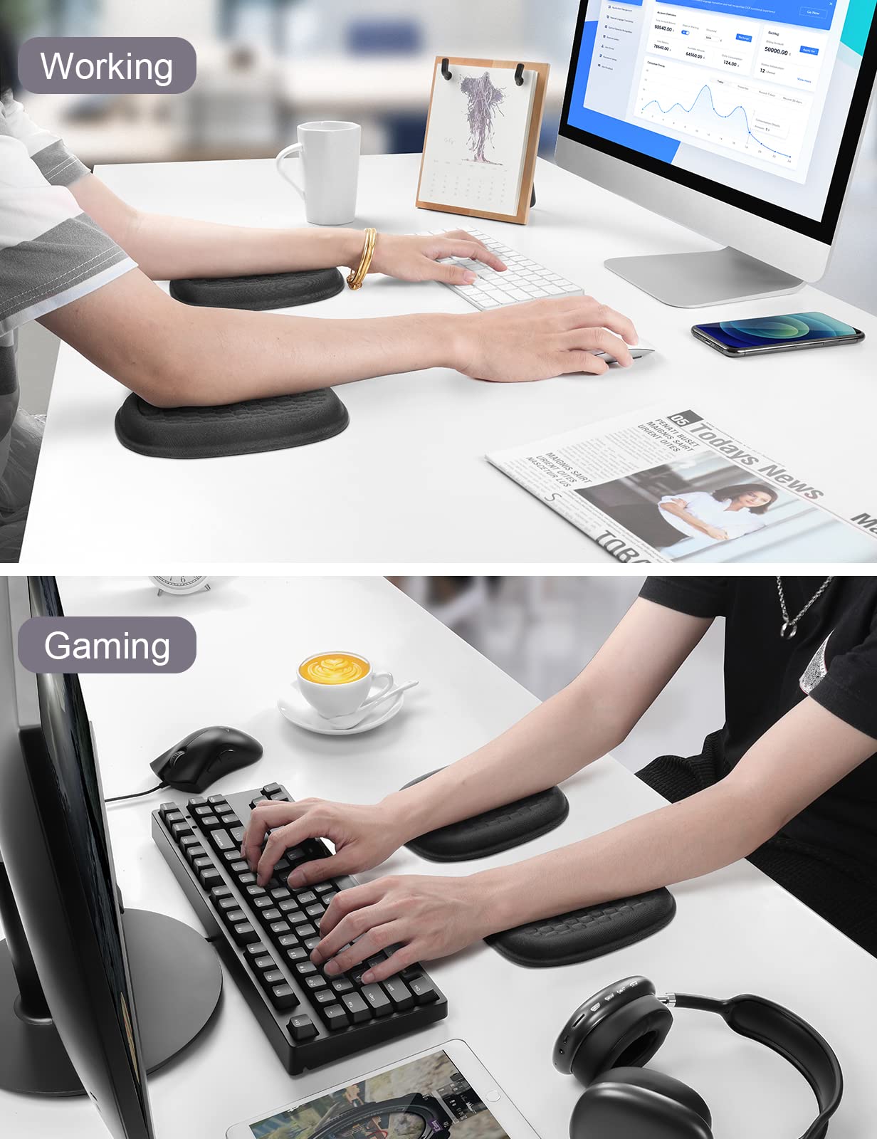 Vaydeer 2Pcs Cloud Elbow Pads, Desk Arm Rest Support, Soft Memory Foam Wrist Rest, Ergonomic