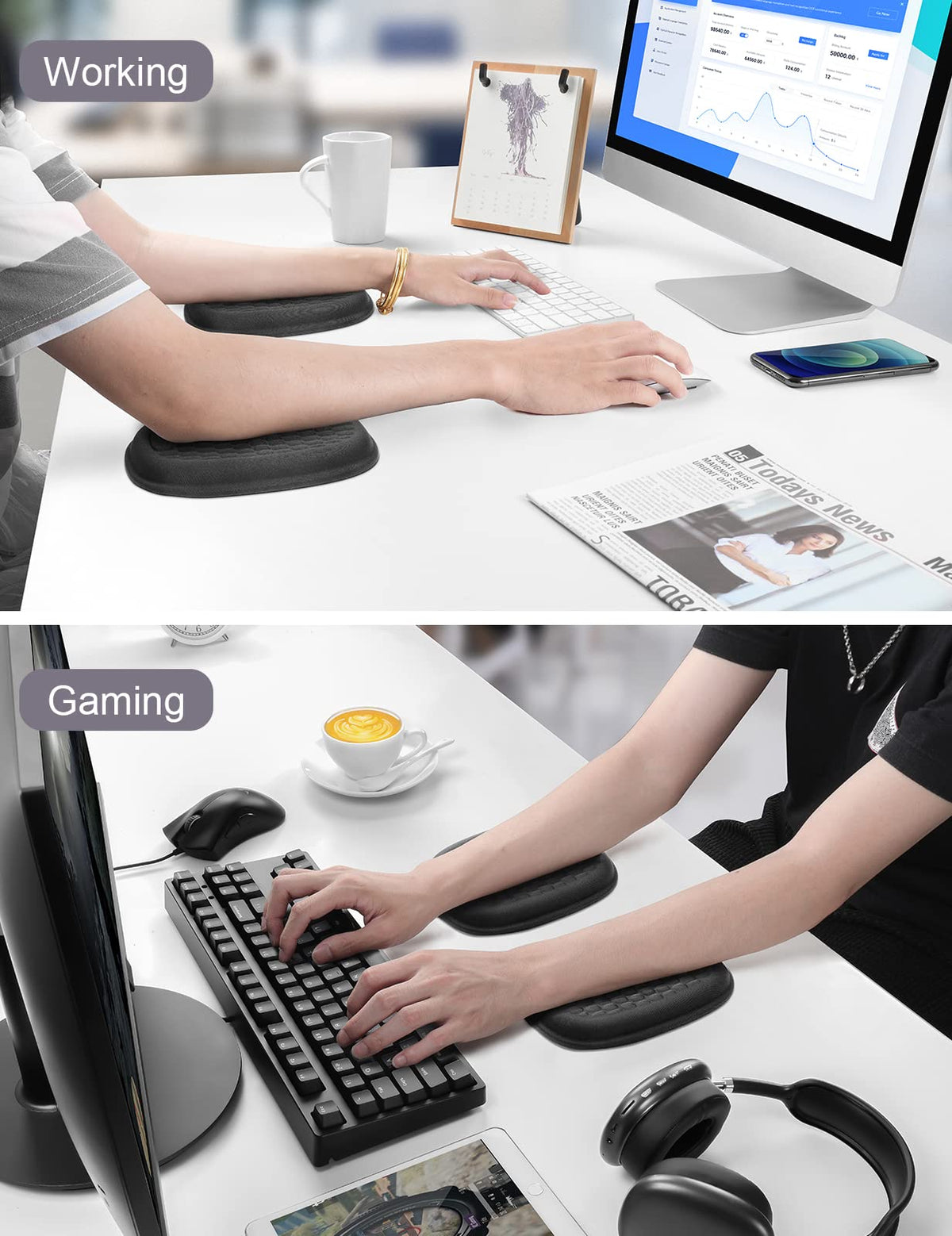 Vaydeer 2Pcs Cloud Elbow Pads, Desk Arm Rest Support, Soft Memory Foam Wrist Rest, Ergonomic