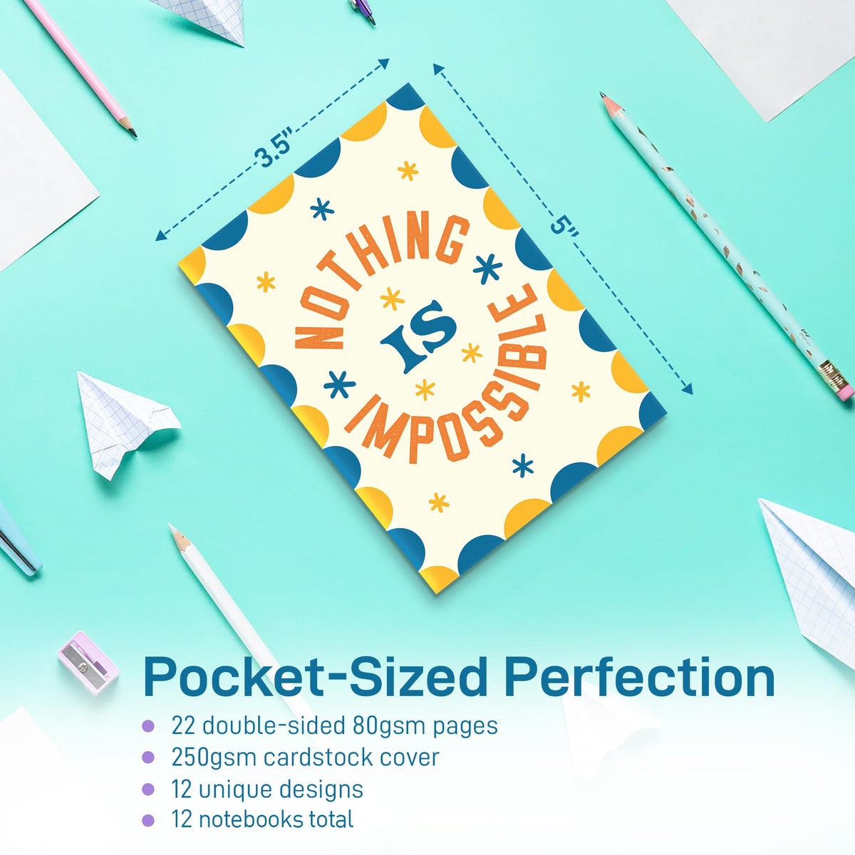 S&O Motivational Mini Notebooks Bulk Set w/12 Unique Messages, Inspirational Notebooks for Kids