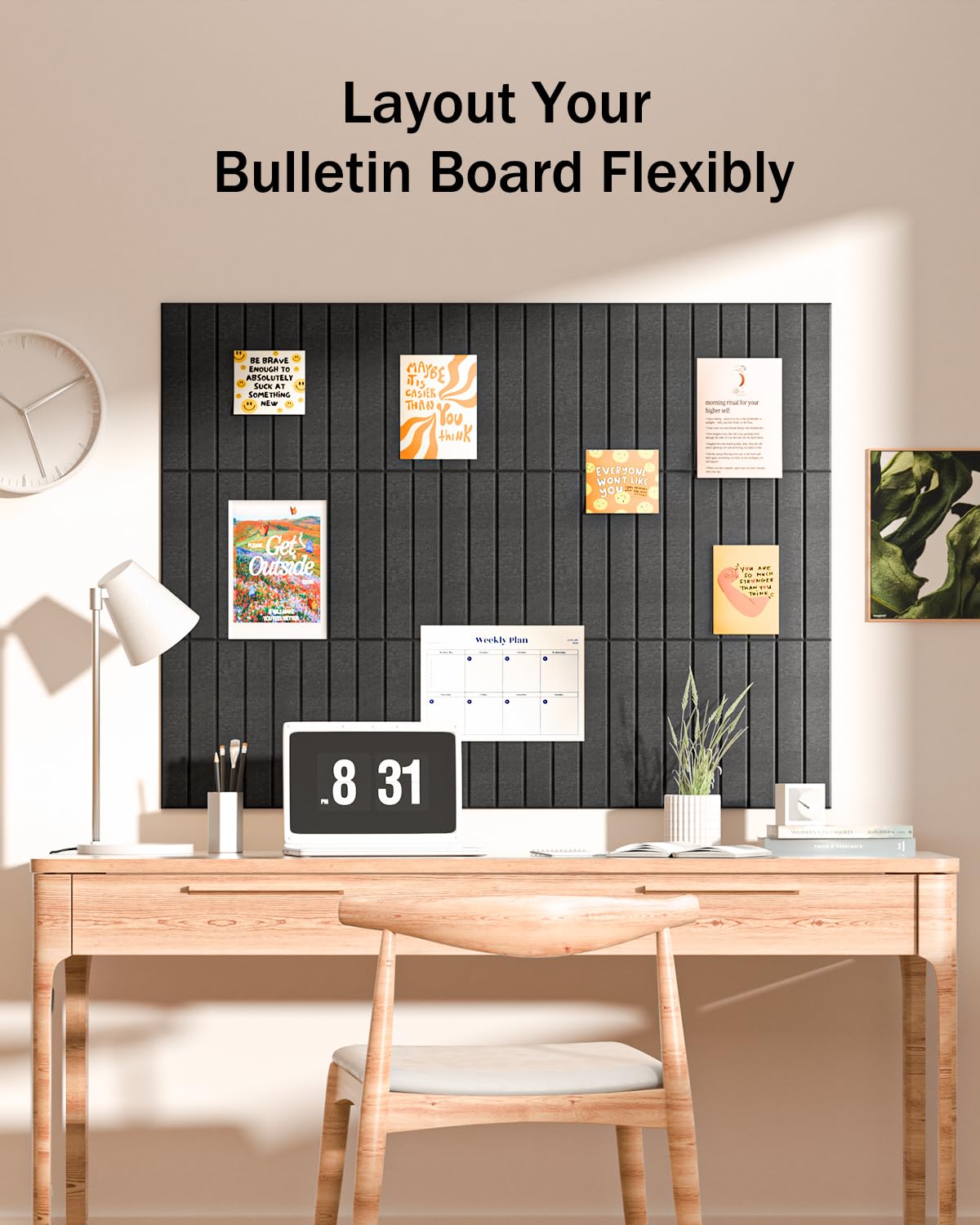 Woovio Large Cork Board, 48"X36" Bulletin Board Pin Boards for Wall Black