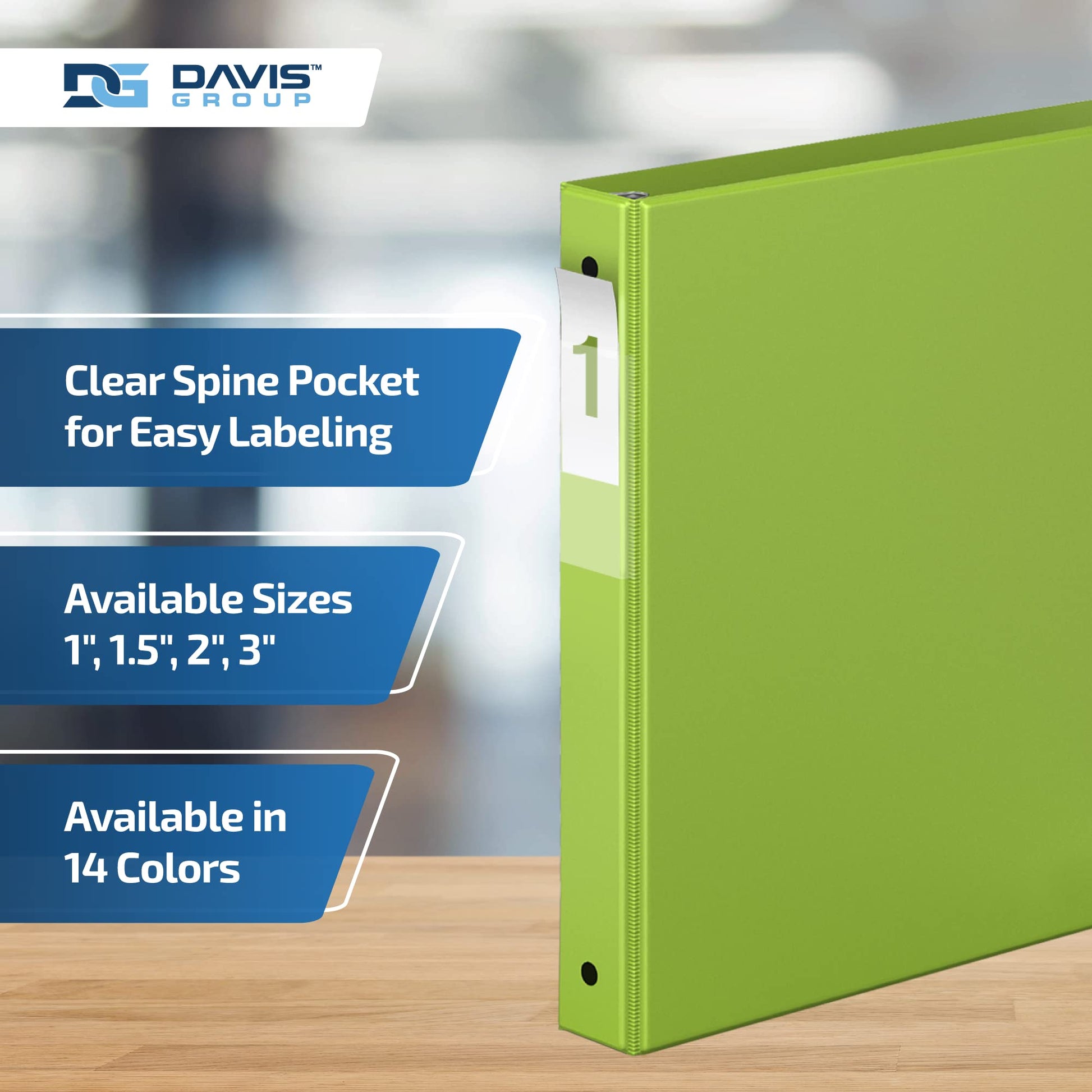 Premium Economy 3-Ring Binder, Spine Label, 1" Round Rings, Green, 6 Pack