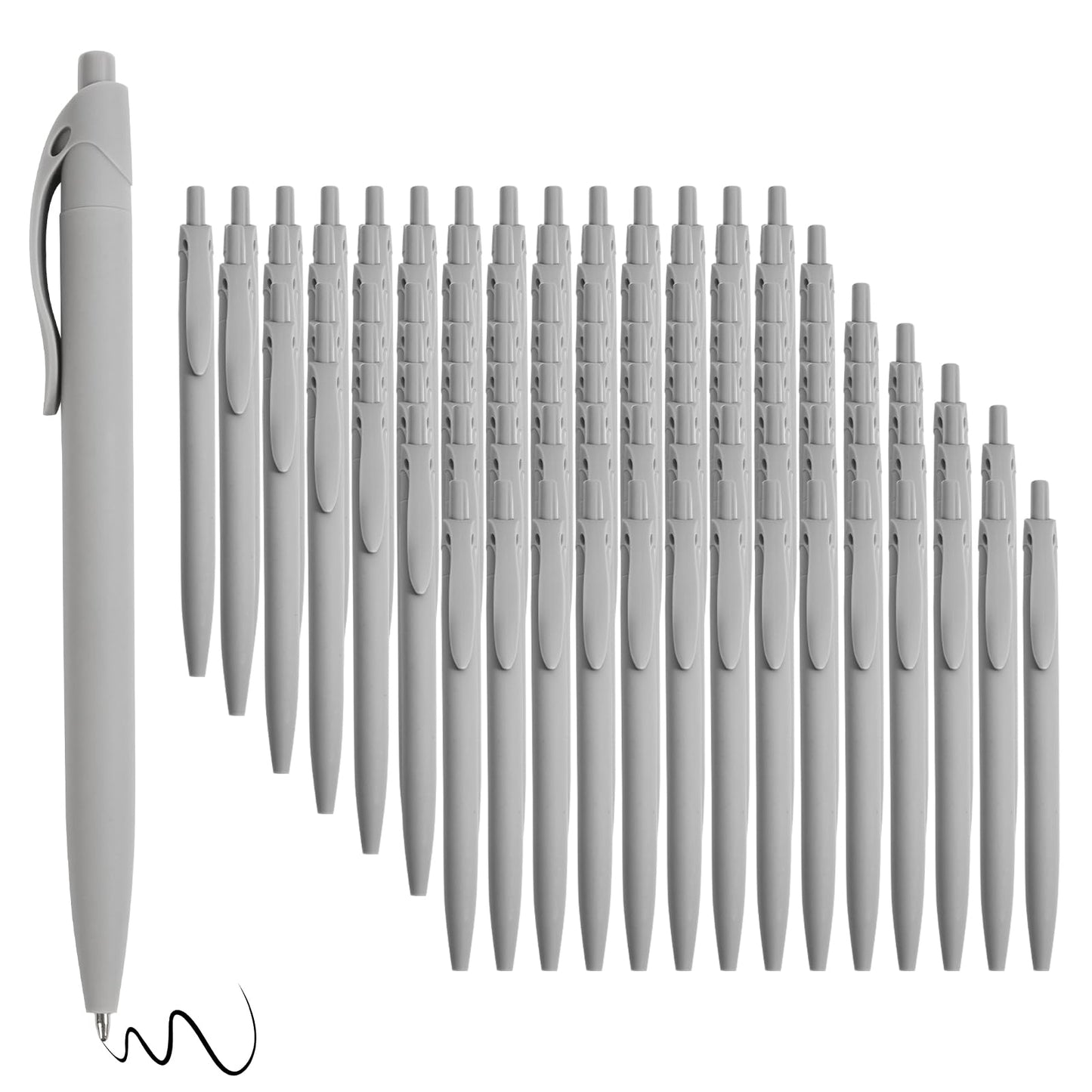 Wiaziert BallPoint Pens, 100 Pack (BLACK Ink),Bulk Pens, Grey Barrel,Click Pens for Office Home and