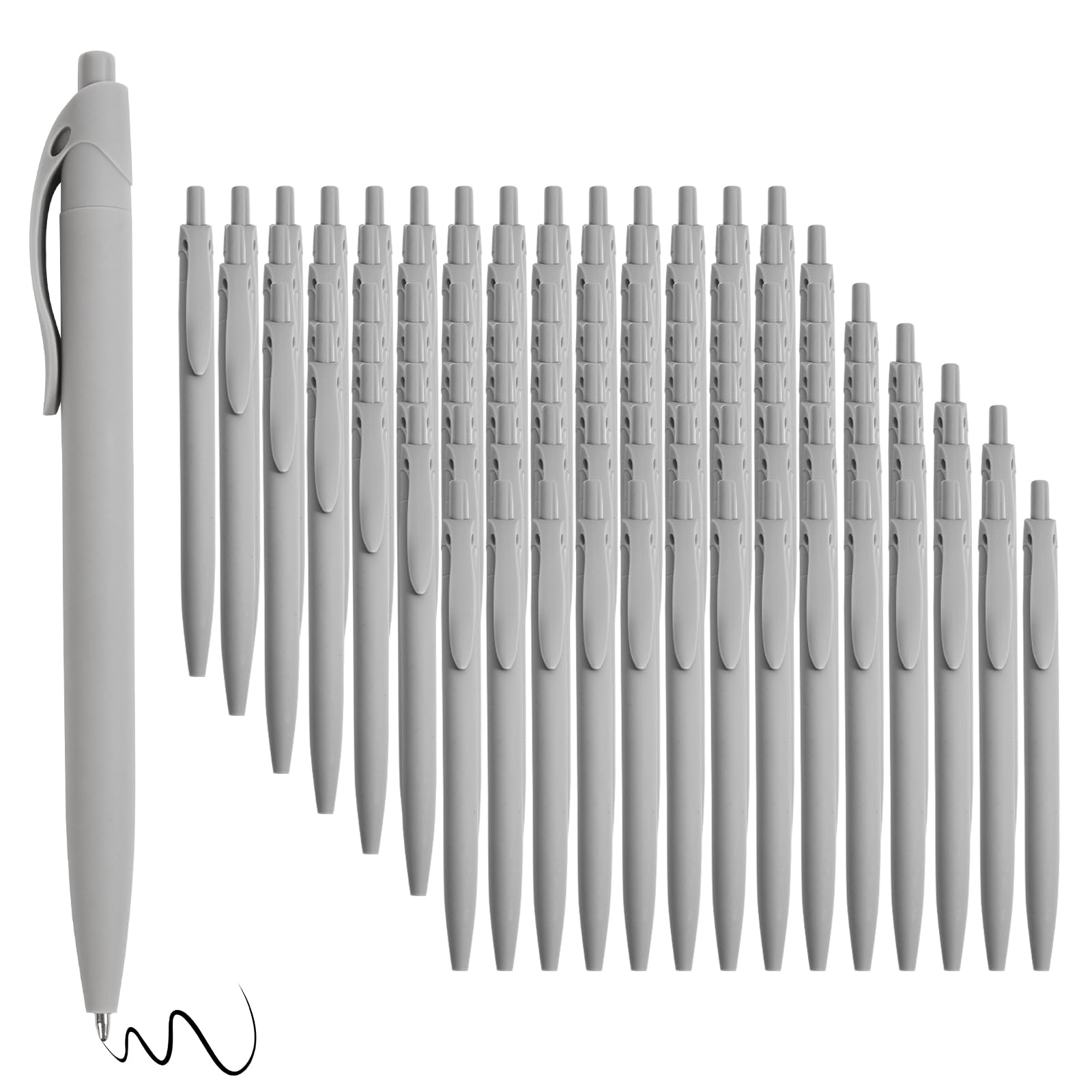 Wiaziert BallPoint Pens, 100 Pack (BLACK Ink),Bulk Pens, Grey Barrel,Click Pens for Office Home and