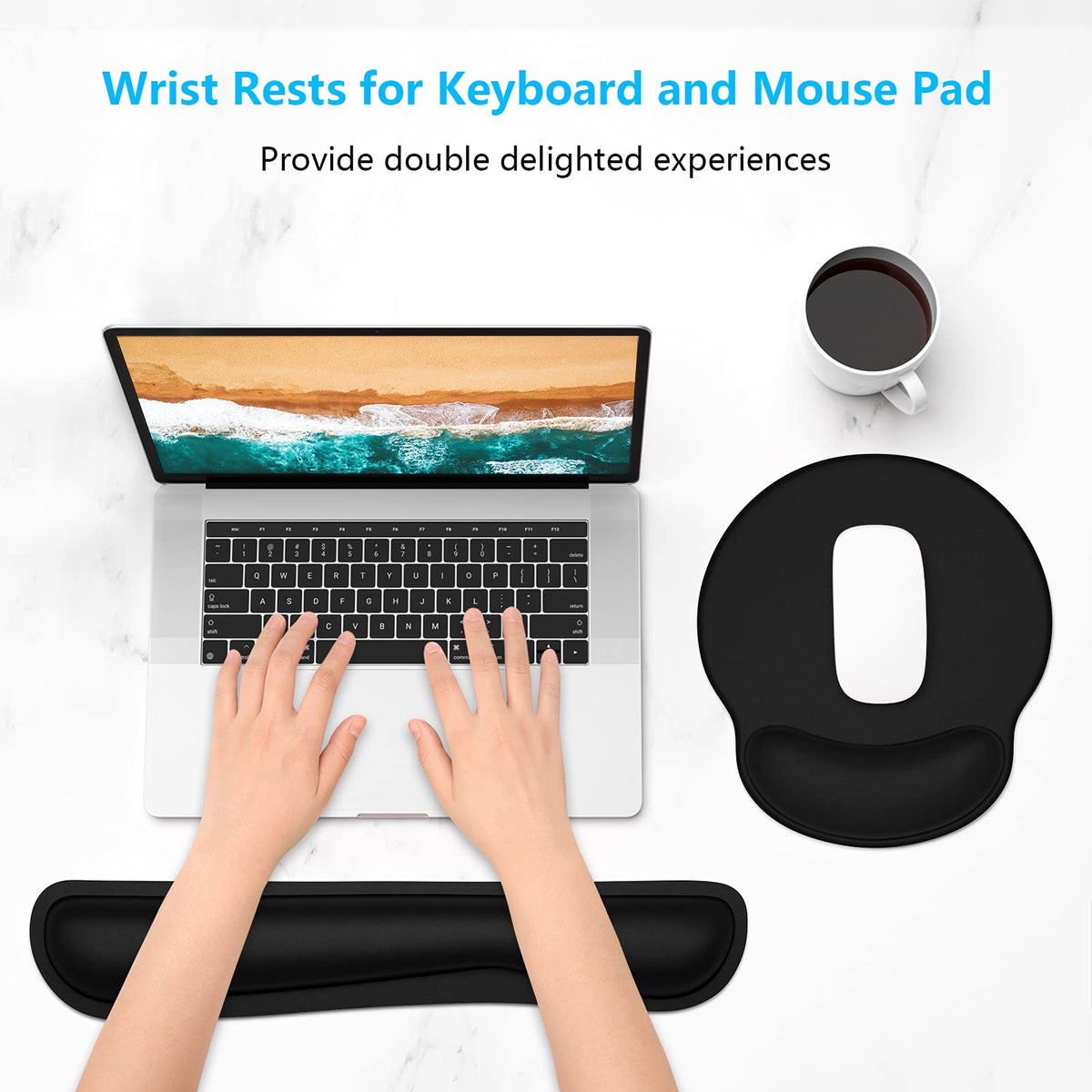 Dapesuom Keyboard Wrist Rest and Mouse Pad with Wrist Support, Memory Foam Cushion for Keyboard and
