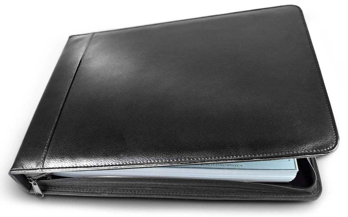 Executive PU Leather 7-Ring Business Check Binder