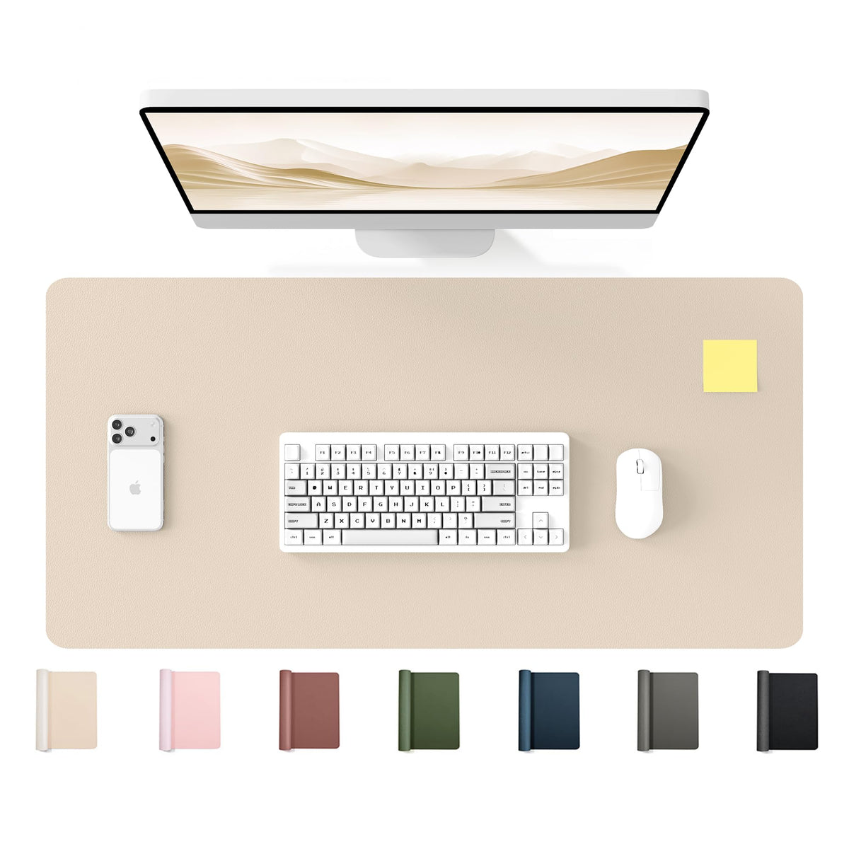 YSAGi 35.4" x 17" Large PU Leather Desk Mat for Keyboard and Mouse - Waterproof Non-Slip Desk Pad
