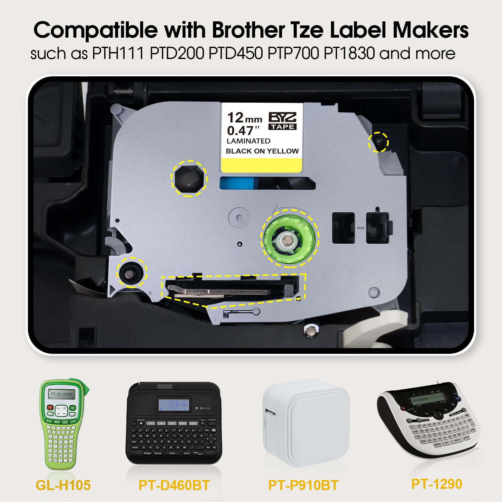 TZ Yellow Tape 12mm 0.47 Compatible for Brother PTouch TZe-631