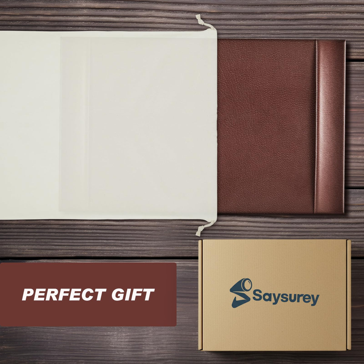 Saysurey 30 x 18 Inch Leather Desk Pad with Side Rails Mat, Brown
