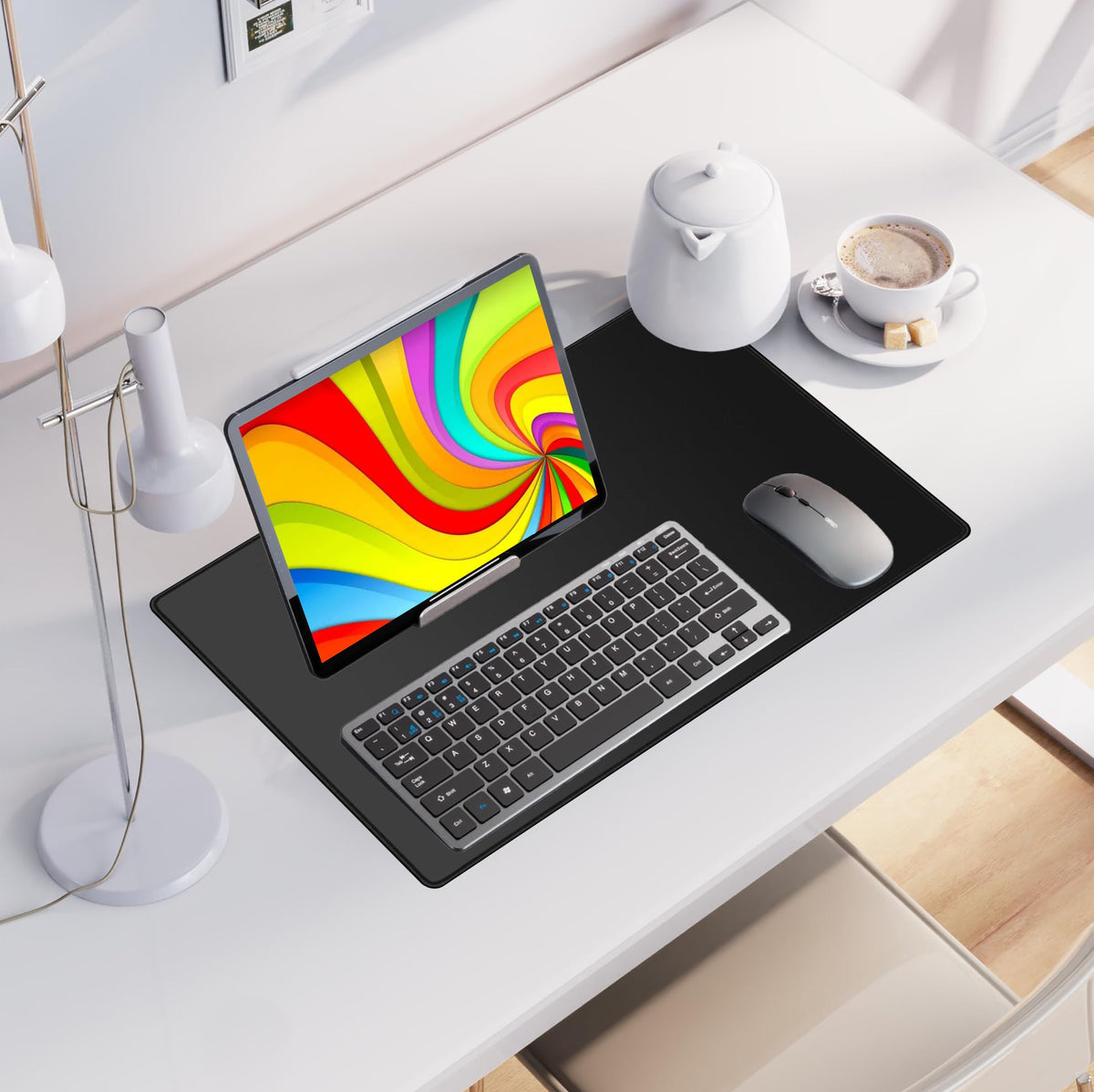 LL-COEUR Black XXL Laptop Mouse Mat 23.6x15.7x0.12inch, Large Desk Protector Pad with Non-Slip