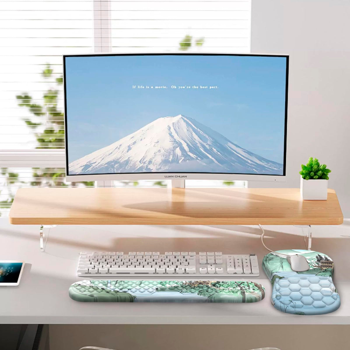 Laokiiy Ergonomic Mouse Pad Wrist Rest, 2 in 1 Keyboard Pad for Office