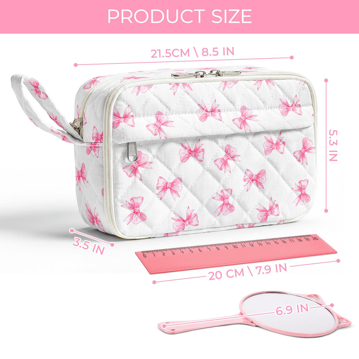WOBAGMEN Quilted Pencil Pouch for Girls Women, Large Pencil Case Pouch with Compartments Cute