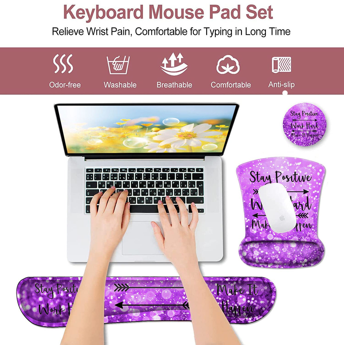 Mouse Pad with Wrist Support, Ergonomic Gel Mousepad Memory Foam Keyboard Wrist Rest Suitable for