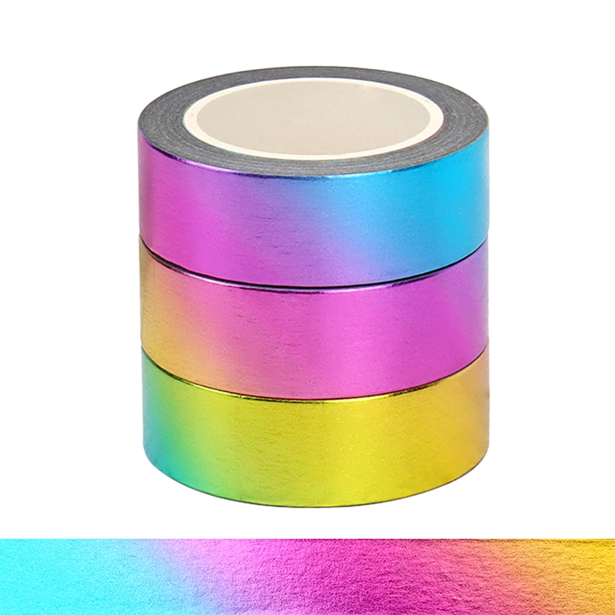 NatSumeBasics 3 Rainbow Foil Washi Tape Metallic Masking Craft Tapes