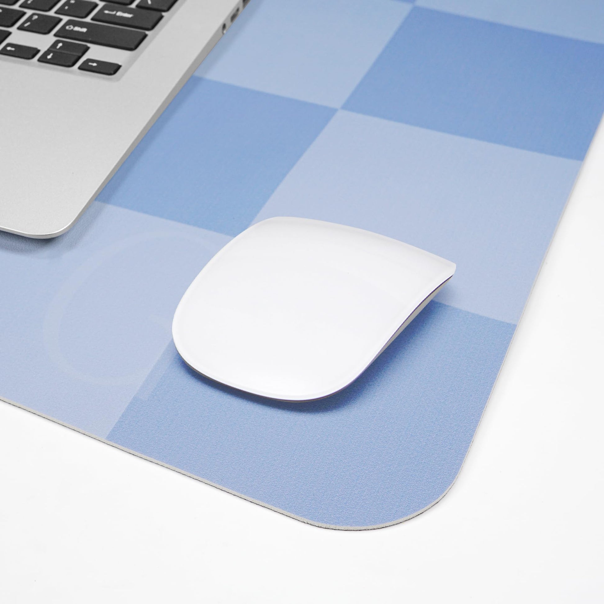 AFIING Light Blue Desk Mat 31.5" x 12", Waterproof PU Leather Desk Pad