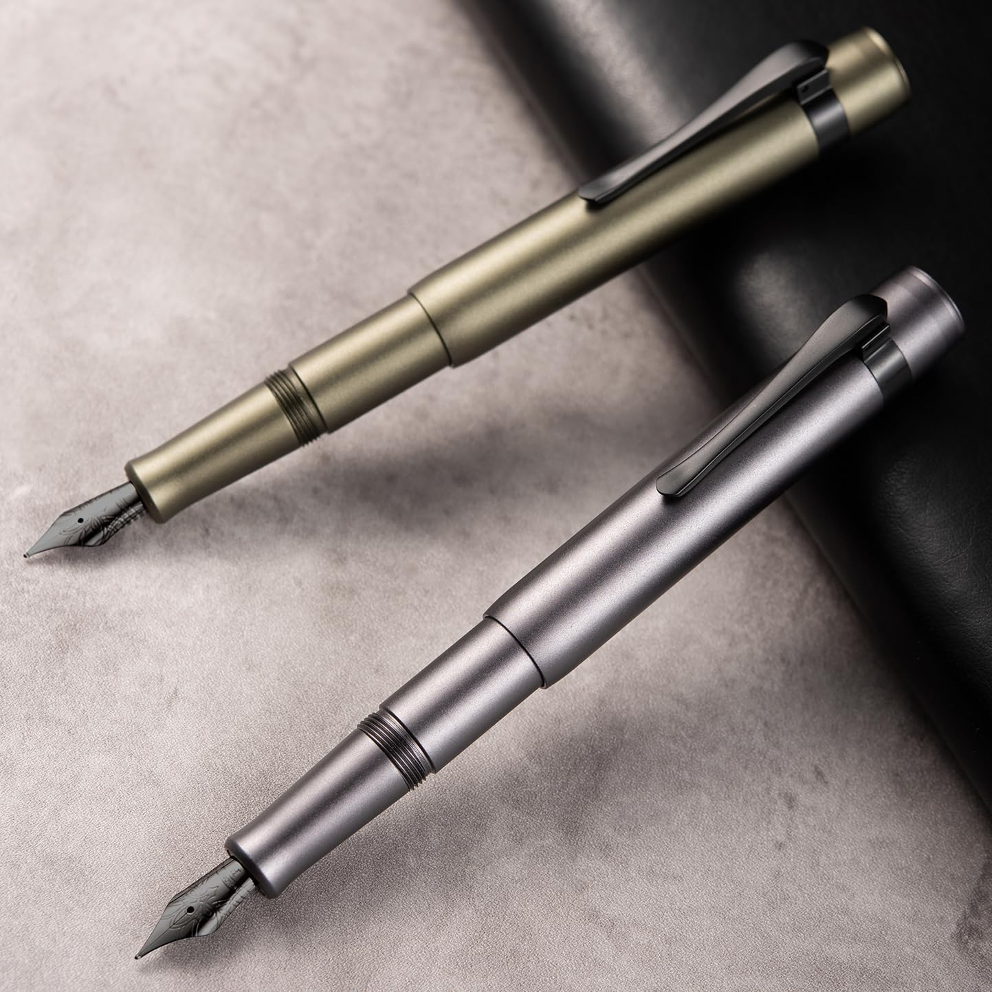 HONG DIAN M2 Black Forest Mini Fountain Pen, Extra Fine Soft Nib & Sleek Shape Aluminium Short