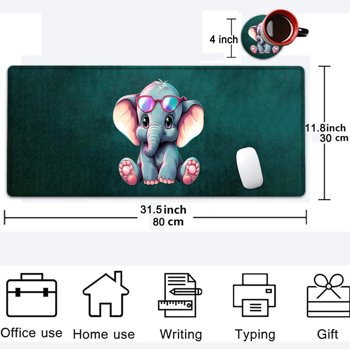 Large Mouse Pad, 31.5 x 11.8in Extended Gaming Mouse Pad with Stitched Edges, XXL Mousepad
