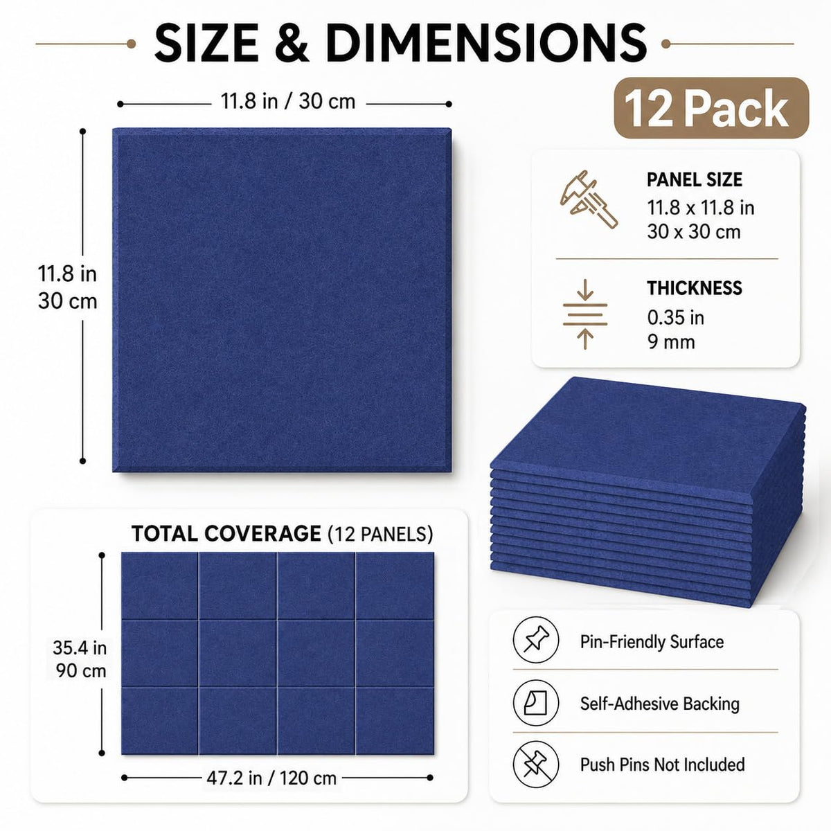 Baysola Felt Bulletin Board Tiles, Cork Board Alternative, 48 x 36 in