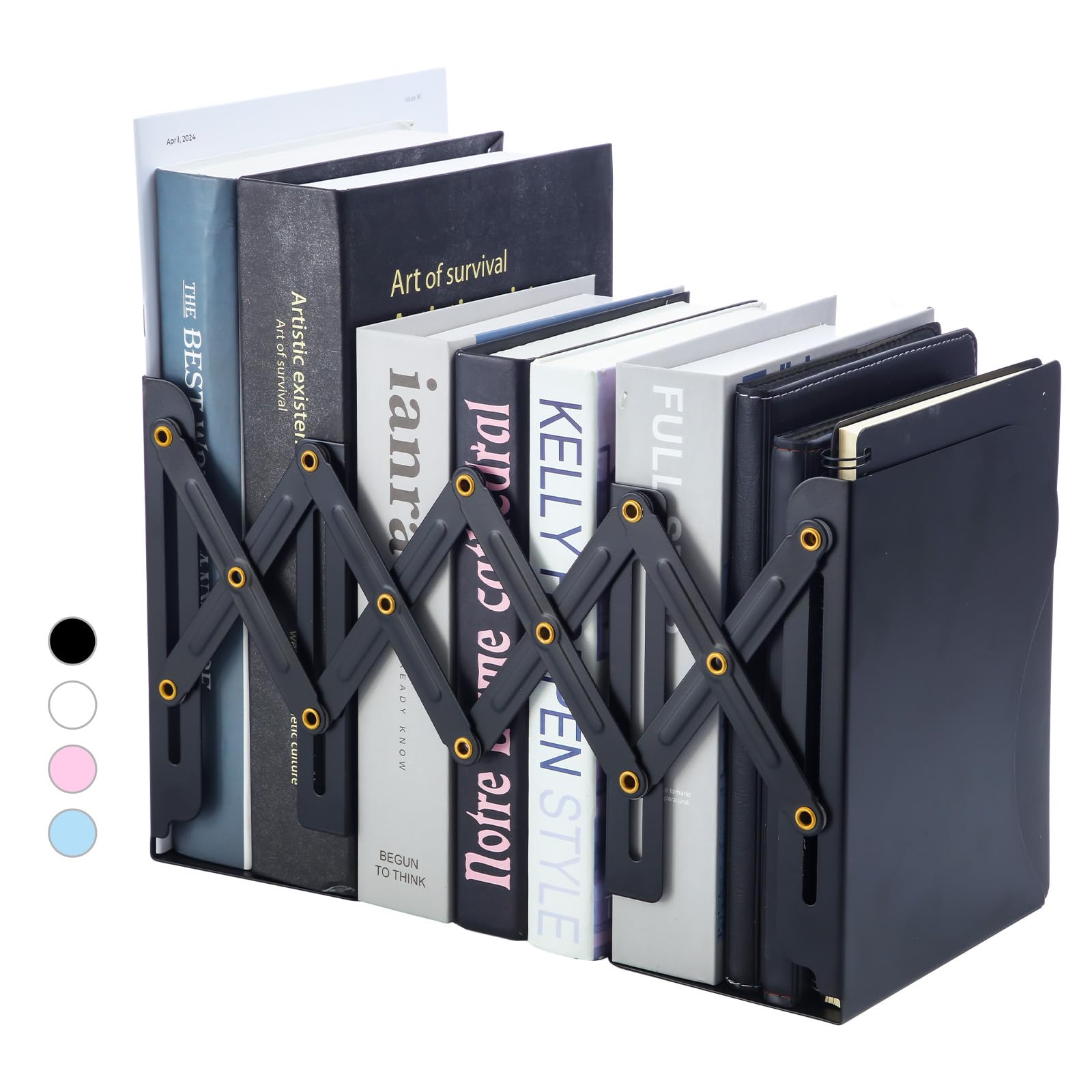 M&G Adjustable Bookends Book Ends for Shelves, Metal Bookend for Heavy Books, Desk Magazine File
