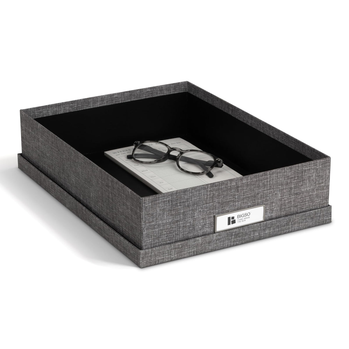 Bigso Oskar Canvas Fiberboard Document Letter Box for Important Paperwork A4 or Letter Size