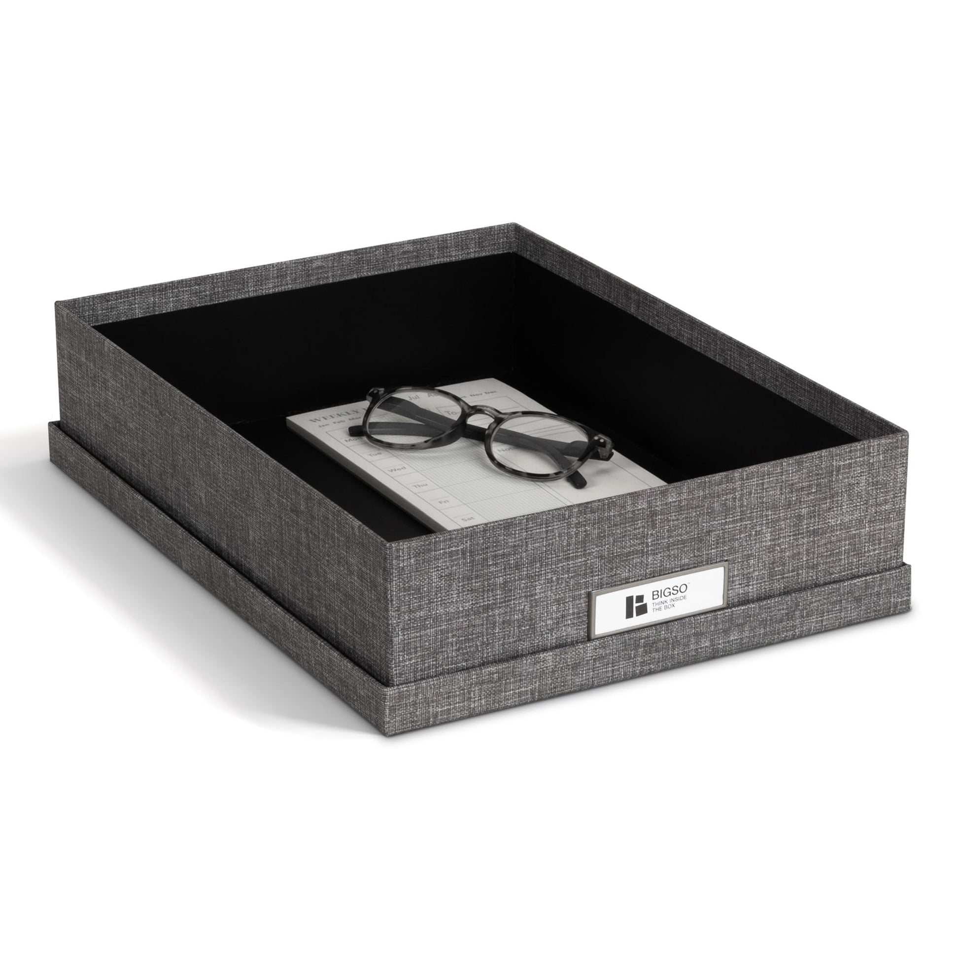 Bigso Oskar Canvas Fiberboard Document Letter Box for Important Paperwork A4 or Letter Size