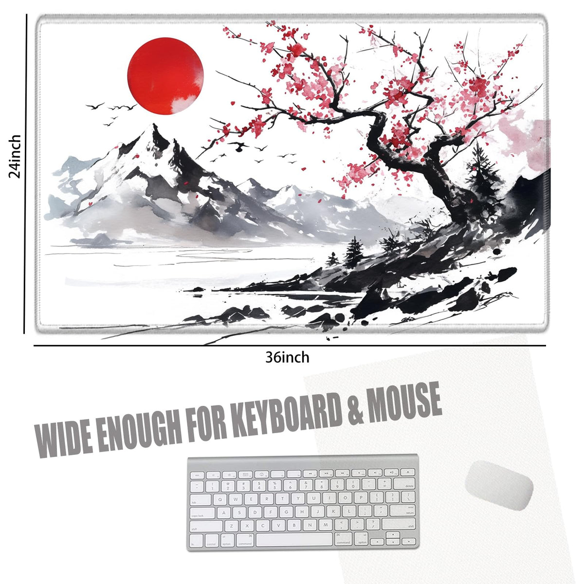 Gaming Mouse Pad 36x24 Desk Mat Large Mousepad Cherry Blossom Desk Pad Big Computer Mat Extended