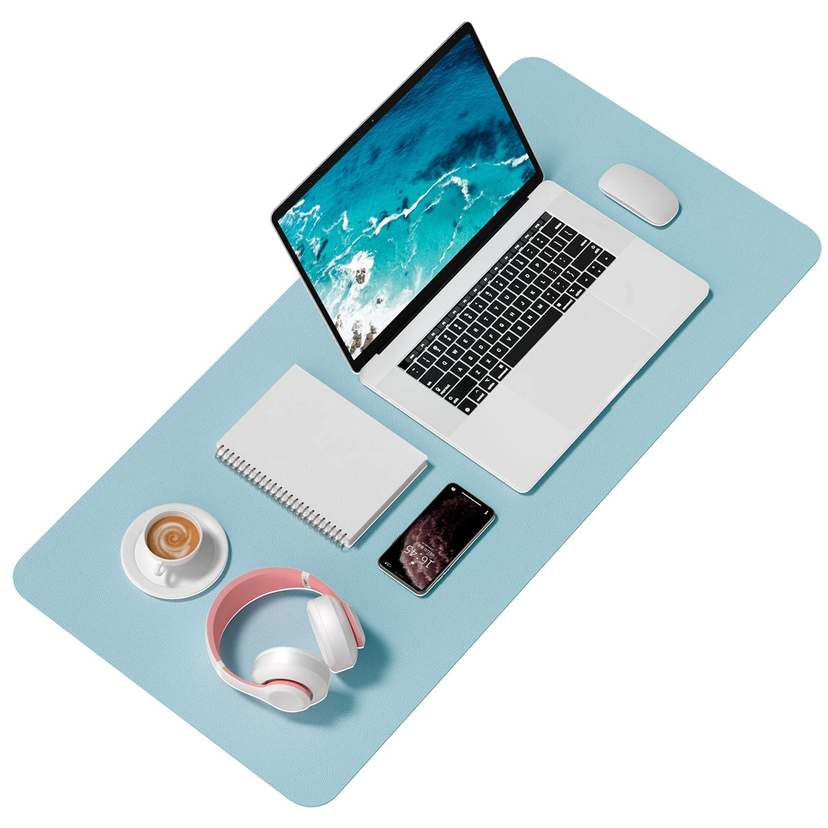 Hsurbtra Desk Pad, 35.5" x 17" PU Leather Desk Mat, XXL Extended Mouse Pad, Waterproof Desktop