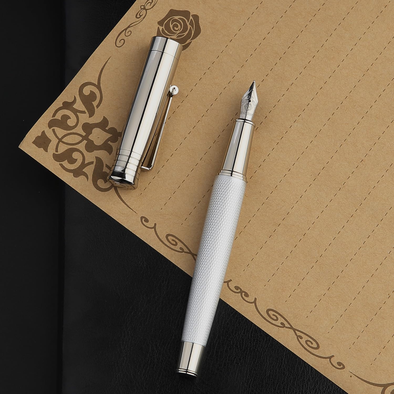 GC QUILL Fancy Fountain Pen Set – Fine and Medium Nibs, 18 Ink Cartridges, Ink Converter, Syringe