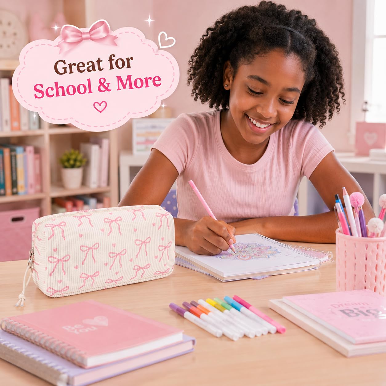 LEDAOU Cute Pencil Case for Kids Girls Boys Pencil Pouch kawaii Pen Pencil Box Bag Holder for
