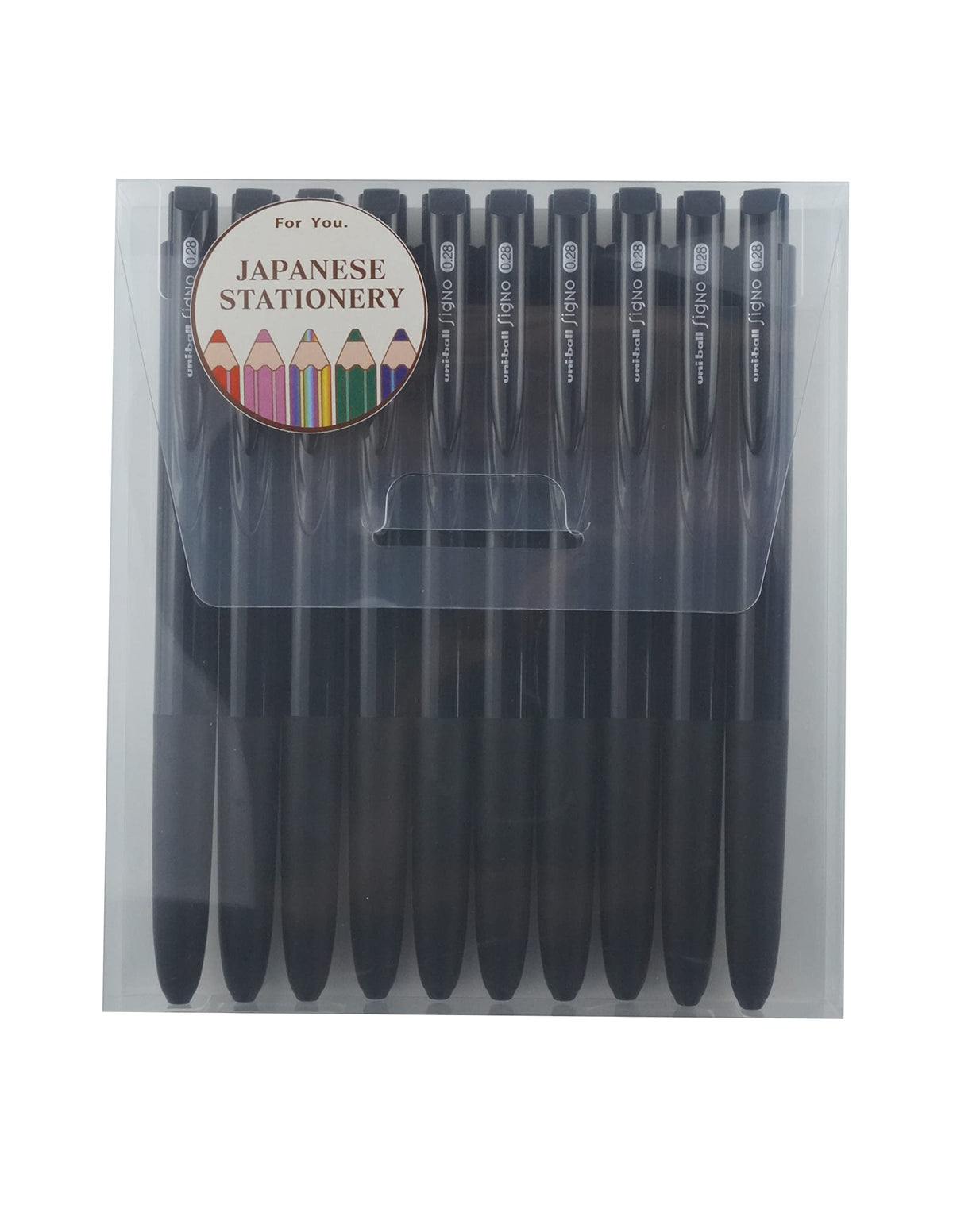 Uni-ball RT1, Retractable Gel Ink Pen,0.28mm, Black Ink,10 Pcs with MIYABI Stationery Store