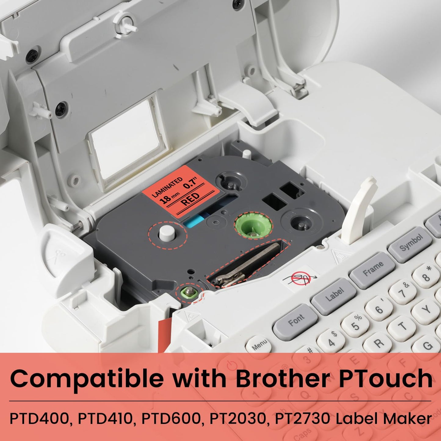 Compatible with Brother P Touch 18mm 0.7" Label Tape TZe-441 Black on Red