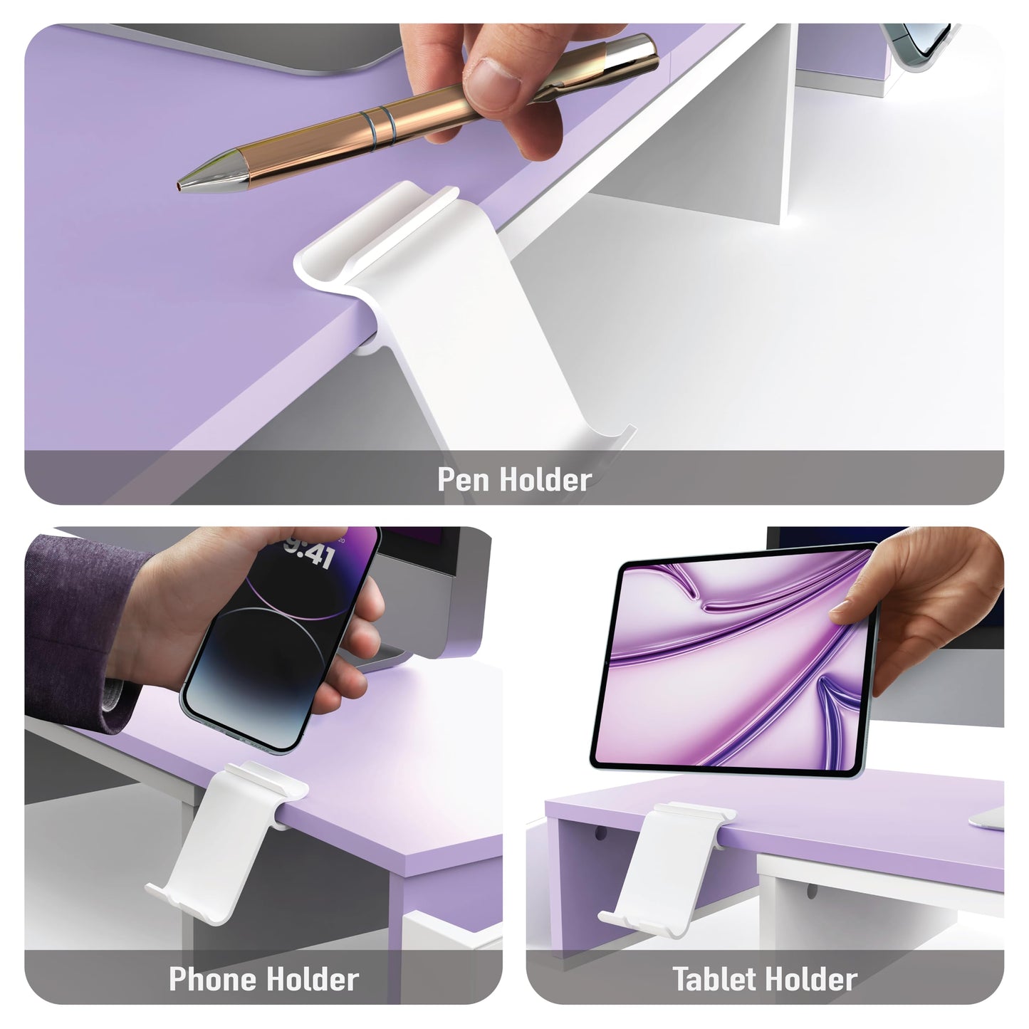 Simple Houseware Desk Dual Monitor Stand Riser with Drawer, Purple