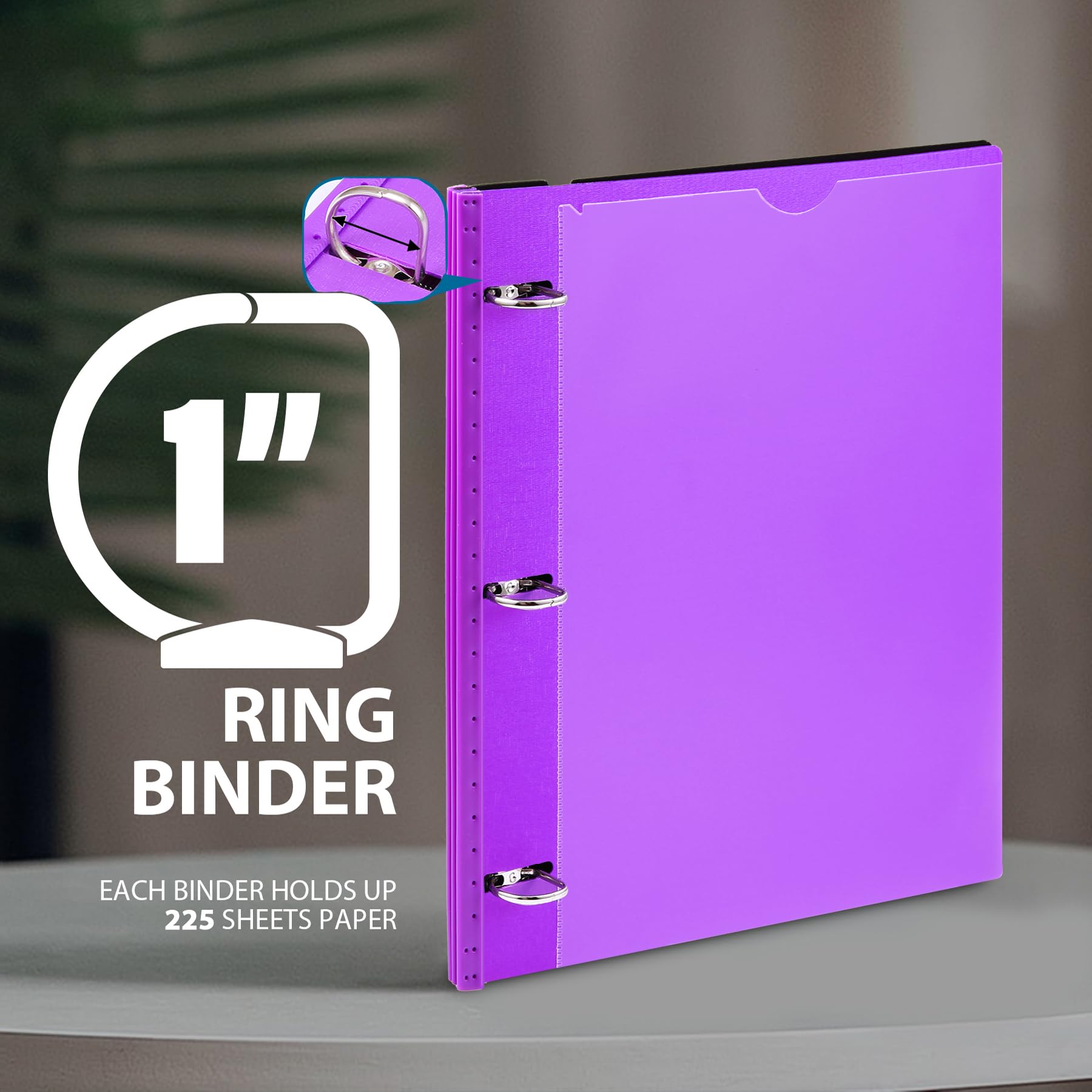 WOT I 1 Inch Telescoping 3 Ring Binder 12 Pack, Expandable Flexible Binder with Customizable Front