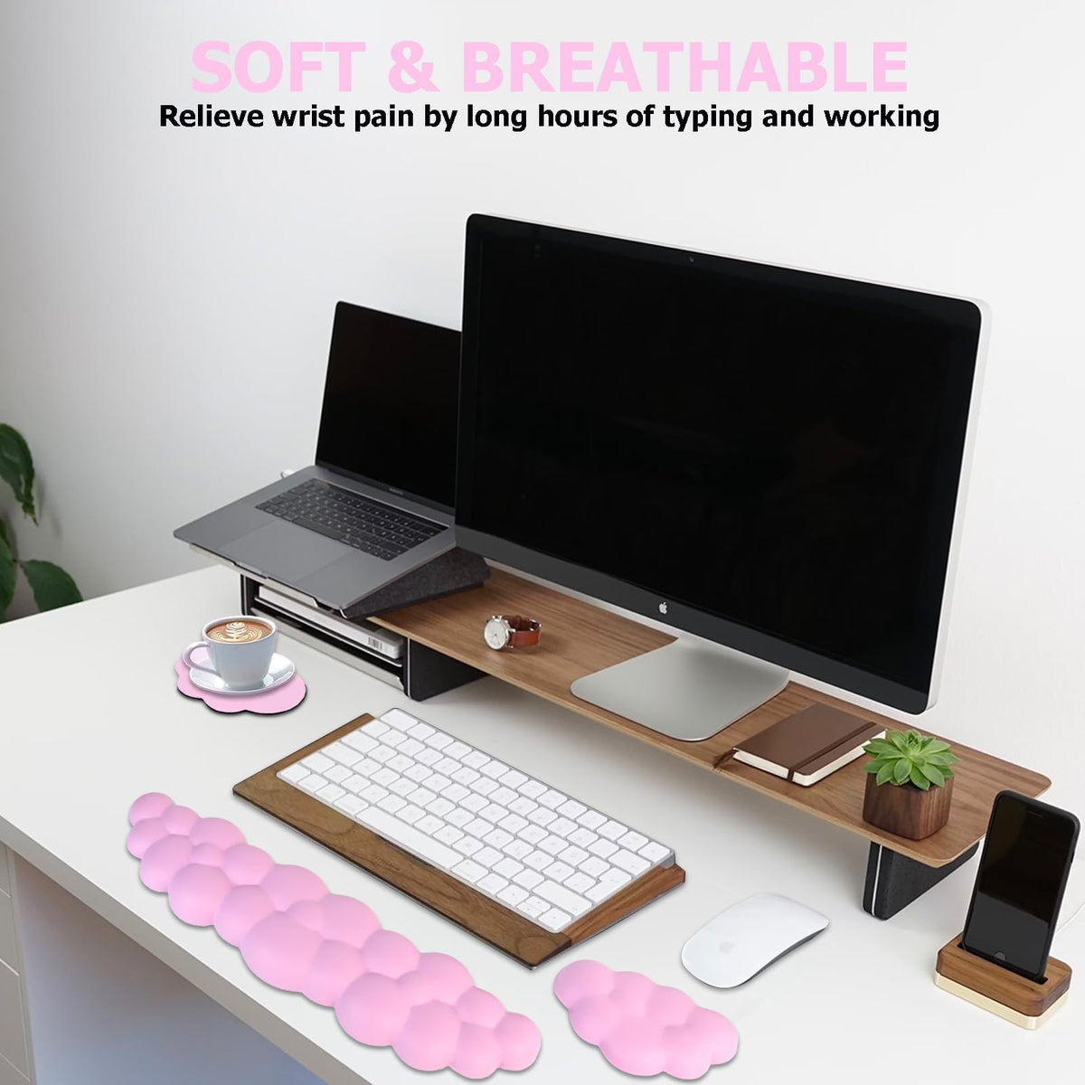 Cloud Wrist Rest Keyboard, Ergonomic Keyboard Wrist Rest, Pink