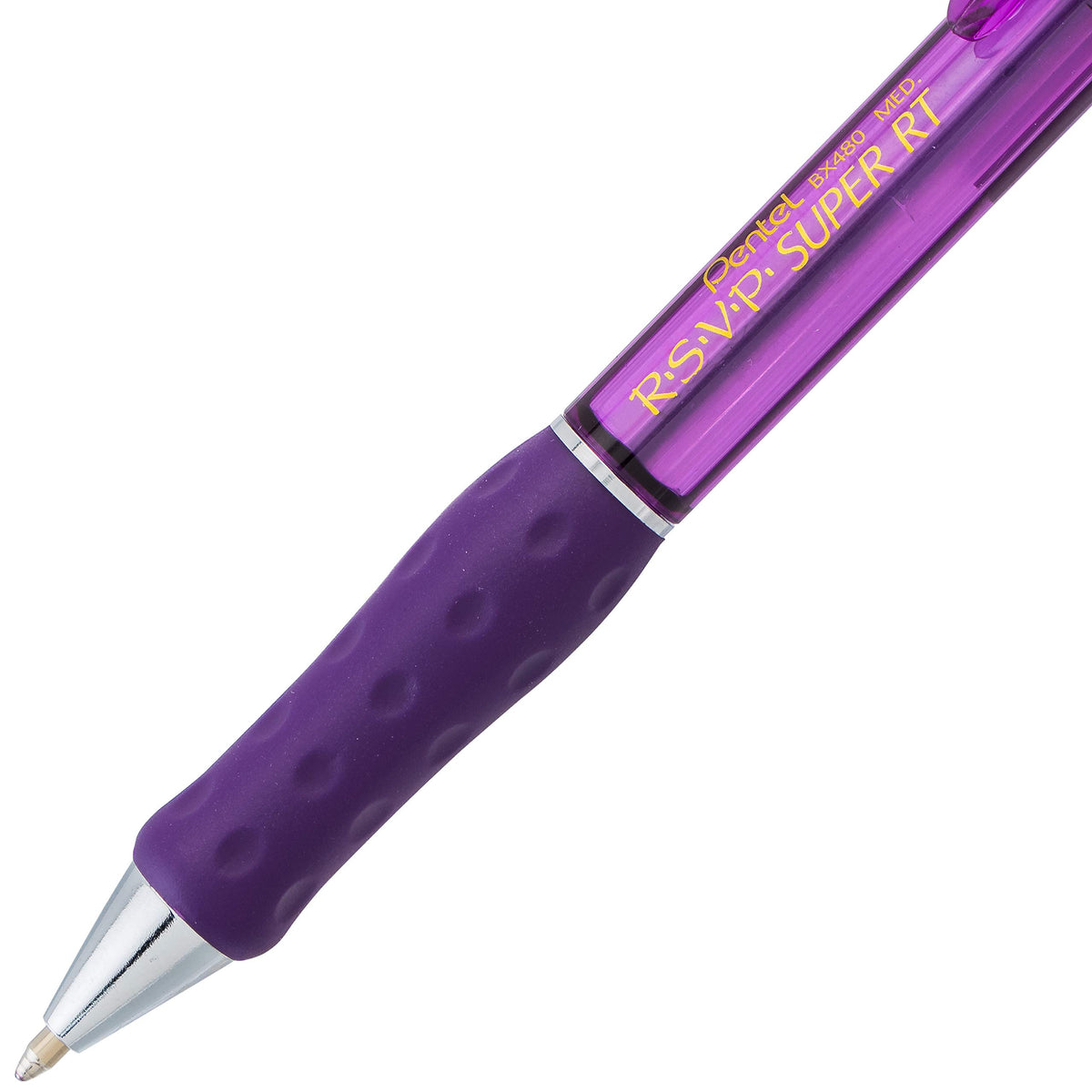 Pentel RSVP Super RT Ballpoint Pen, (1.0mm) Medium Line, Violet Ink, Box of 12 (BX480-V)