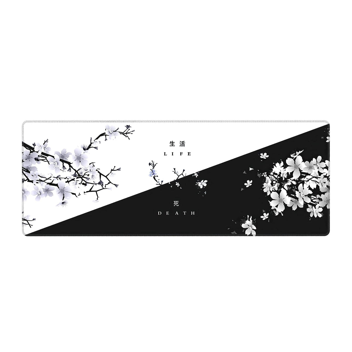 Black White Cherry Blossom Mouse Pad Japanese Sakura Death Life Flower Extended Desk Mat 80X30 cm