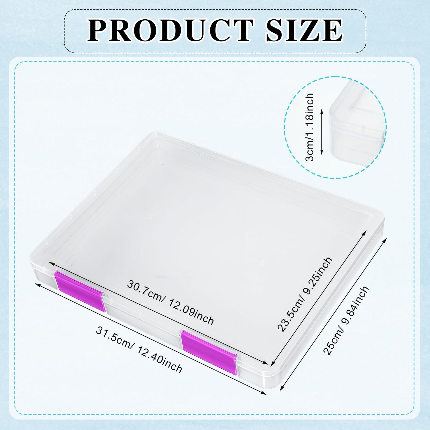 PerKoop 6 Pcs Clear Paper Storage Box,12.4 x 9.84 x 1.18 Inches,Colorful