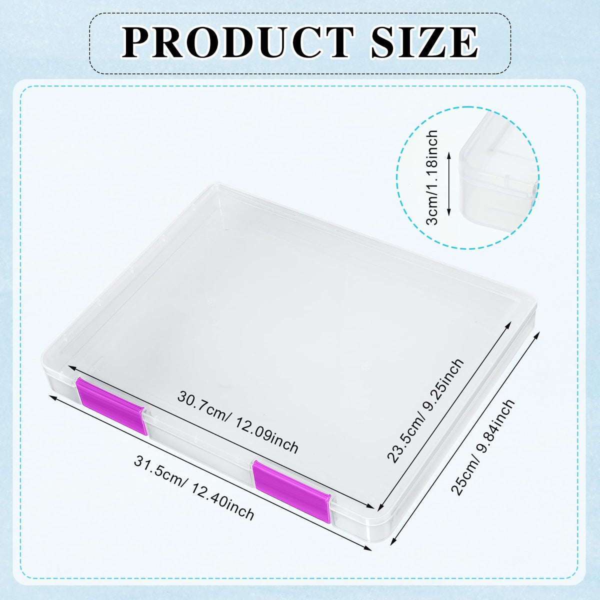 PerKoop 6 Pcs Clear Paper Storage Box,12.4 x 9.84 x 1.18 Inches,Colorful