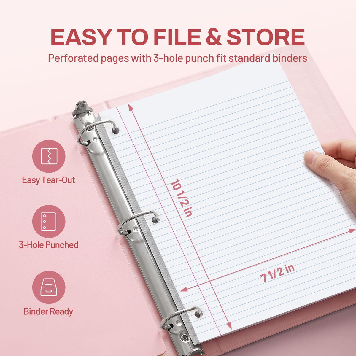 SUNEE Spiral Notebook, 1-Subject, College Ruled Paper, 8" x 10-1/2", 100 Sheets per Notebook