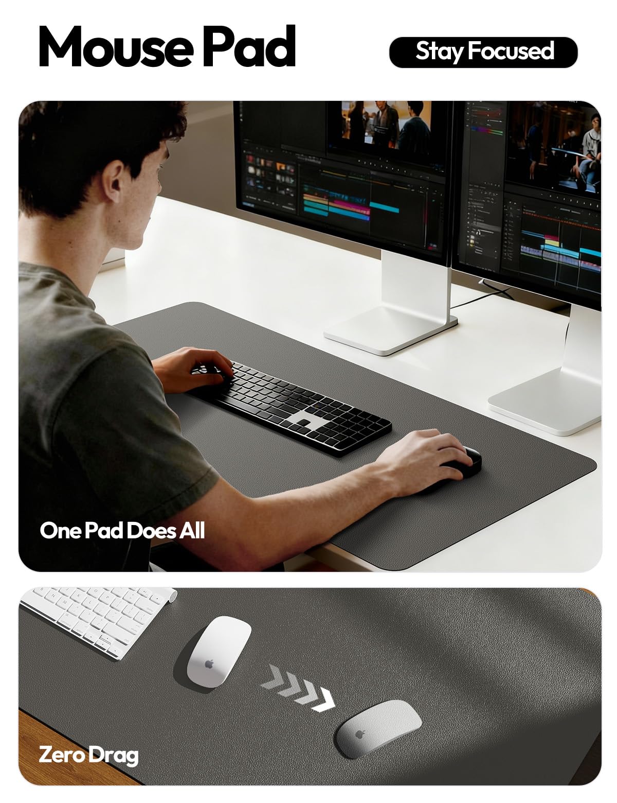 YSAGi Leather Desk Pad Protector, Office Desk Mat, Large Mouse Pad, Non-Slip PU Leather Desk