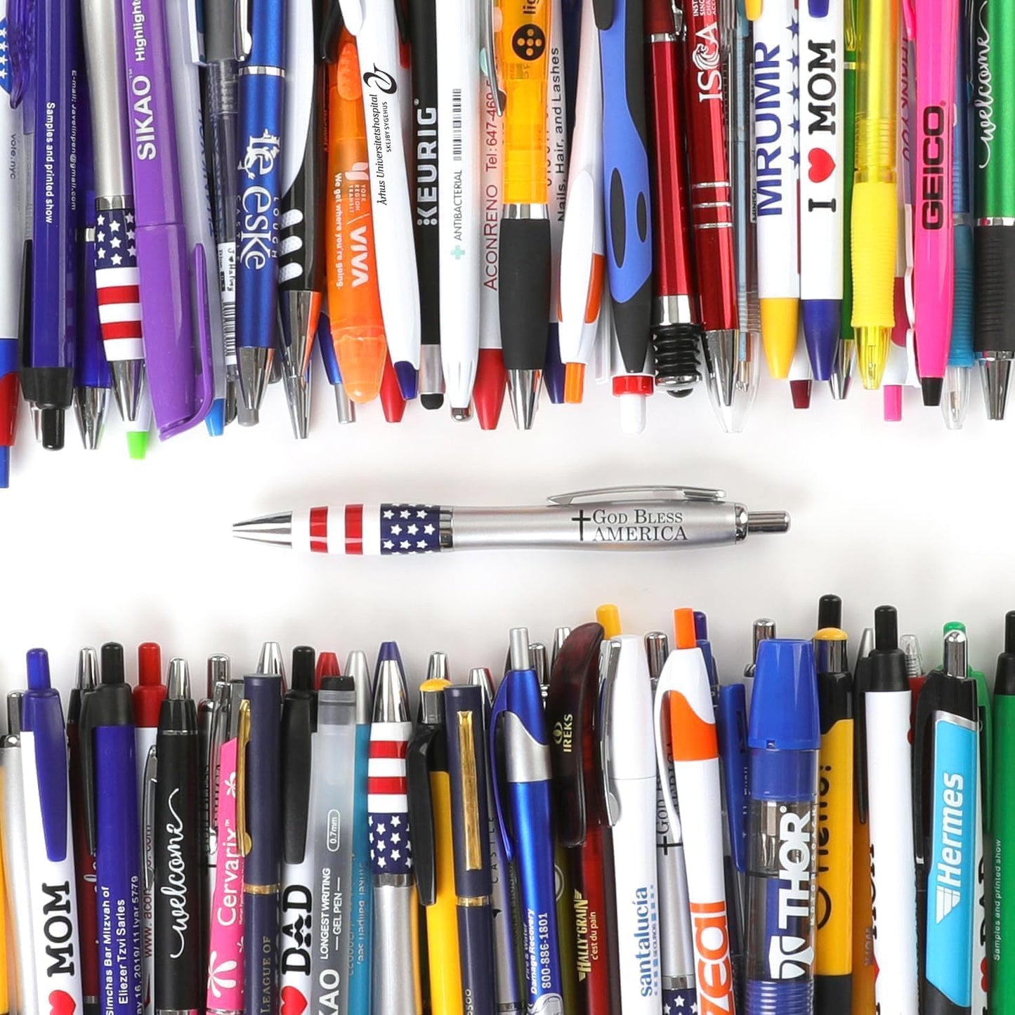 Sikao Ballpoint Pens Bulk, Wholesale Lot of 100 Misprint Pens, Blue & Black Ink Smooth Writing