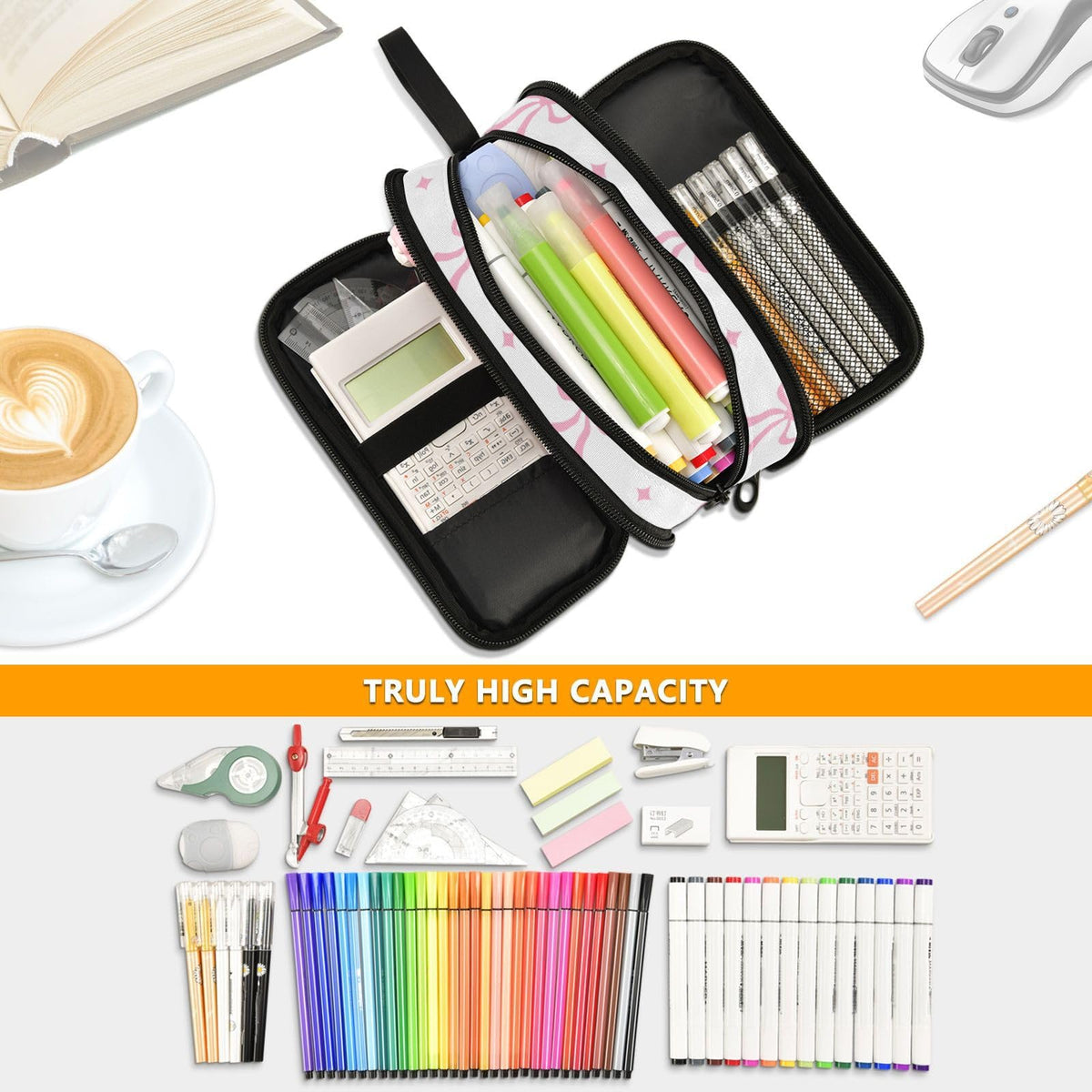 XUWU Bow Large Capacity Pencil Case Pencil Pouch Pen Box